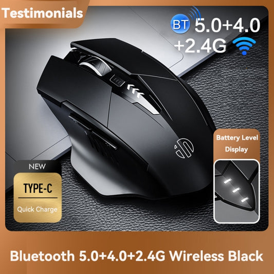 Inphic A1 6 Keys 1000/1200/1600 DPI Home Gaming Wireless Mechanical Mouse, Colour: Black Wireless+Bluetooth 4.0+Bluetooth 5.0 by Inphic