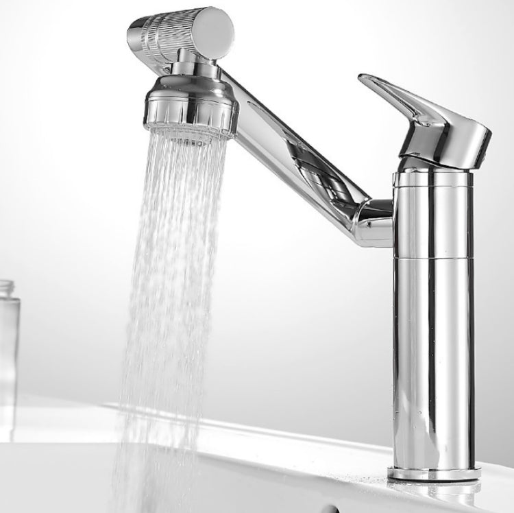 Universal Swivel Faucet Bathroom Hot & Cold Dual-Out Mode Faucet, Specification: High HT-90560-1 by buy2fix