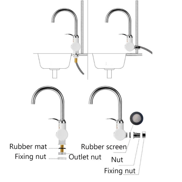 Kitchen Instant Electric Hot Water Faucet Hot & Cold Water Heater CN Plug Specification: Digital Display Lower Water Inlet by buy2fix