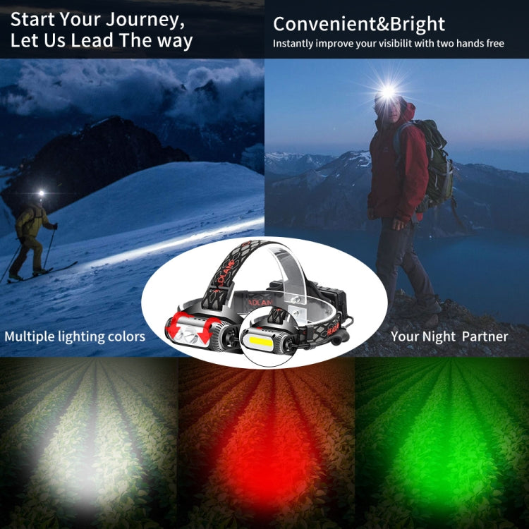 TG-TD113 T6+COB Head-Mounted USB Charging Rotating Multi-Function Headlight White Red And Green Three Light Sources Headlight (Without Charging Set) - Headlamp by buy2fix | Online Shopping UK | buy2fix