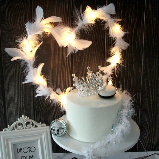 Variety Of Feather Cake Dessert Decoration White by buy2fix