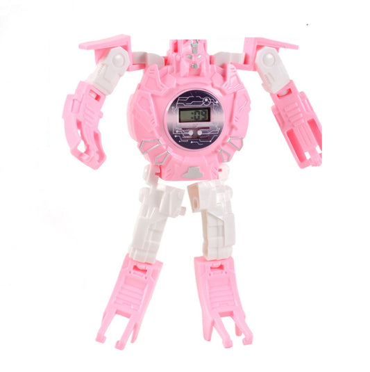 3 PCS Children Electronic Watch Cartoon Deformation Robot Toy Watch(Pink) by buy2fix