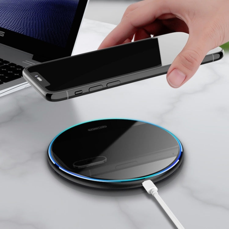 X8 15W QI Round Acrylic Mirror Wireless Charger(Black) - Wireless Charger by buy2fix | Online Shopping UK | buy2fix