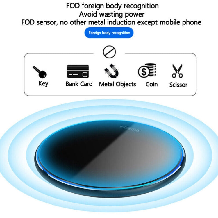 X8 15W QI Round Acrylic Mirror Wireless Charger(Black) - Wireless Charger by buy2fix | Online Shopping UK | buy2fix