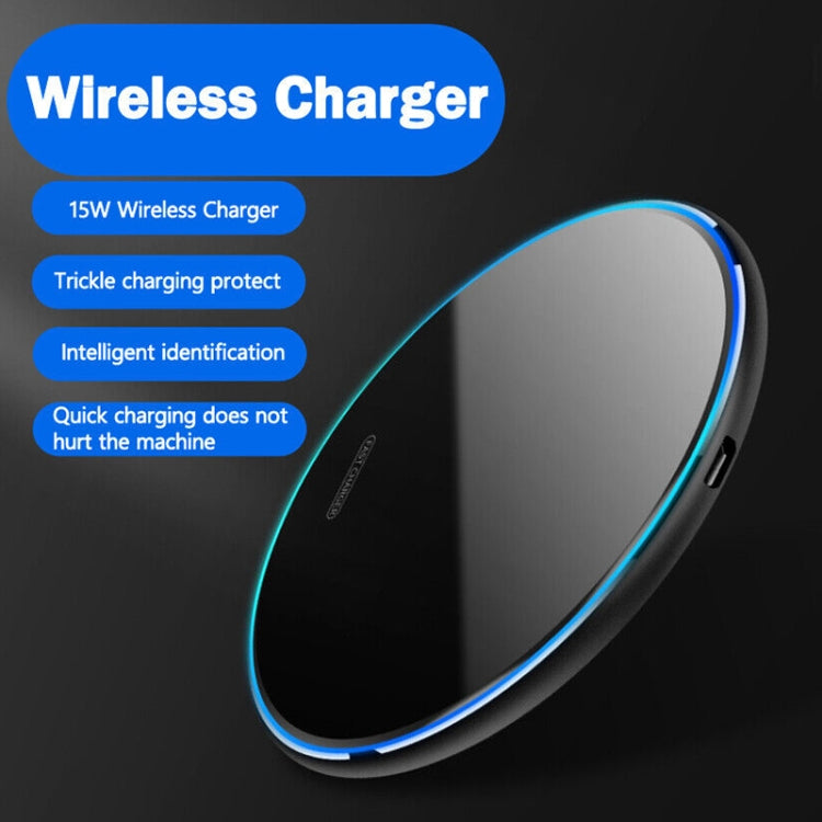 X8 15W QI Round Acrylic Mirror Wireless Charger(Black) - Wireless Charger by buy2fix | Online Shopping UK | buy2fix