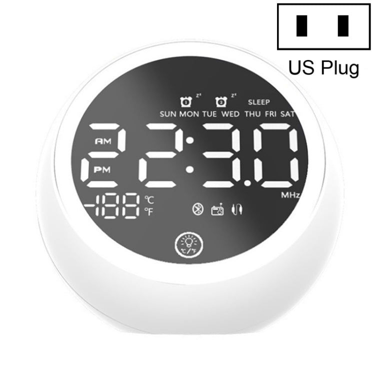 X10 Multifunctional Bluetooth Speaker LED Night Light Alarm Clock Bluetooth Speaker, Support TF Card & AUX & FM Radio, Specification: US Plug(White) - Desktop Speaker by buy2fix | Online Shopping UK | buy2fix