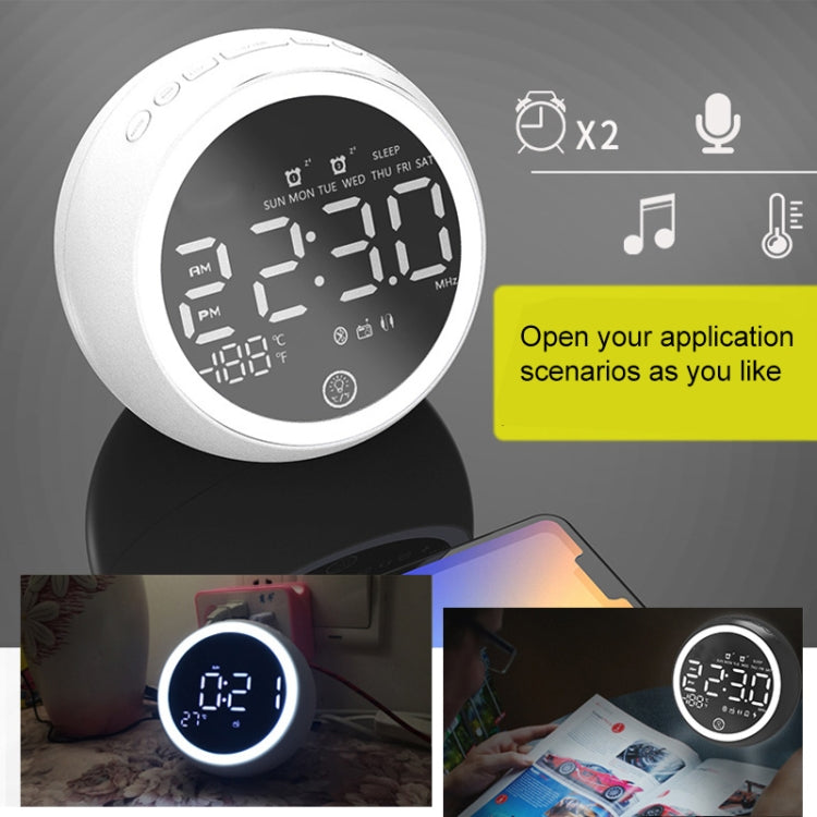 X10 Multifunctional Bluetooth Speaker LED Night Light Alarm Clock Bluetooth Speaker, Support TF Card & AUX & FM Radio, Specification: UK Plug(White) - Desktop Speaker by buy2fix | Online Shopping UK | buy2fix