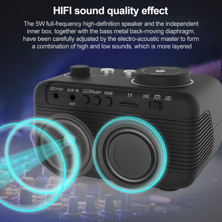 M9 Wireless Bluetooth Speaker Multifunctional Desktop Alarm Clock Support TF Card & U Disk & AUX EU Plug(Black) - Desktop Speaker by buy2fix | Online Shopping UK | buy2fix