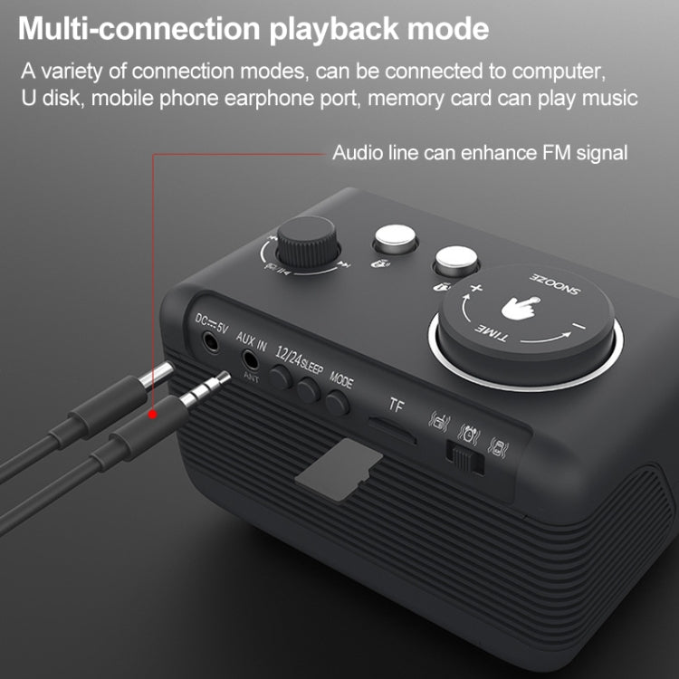 M9 Wireless Bluetooth Speaker Multifunctional Desktop Alarm Clock Support TF Card & U Disk & AUX EU Plug(Black) - Desktop Speaker by buy2fix | Online Shopping UK | buy2fix