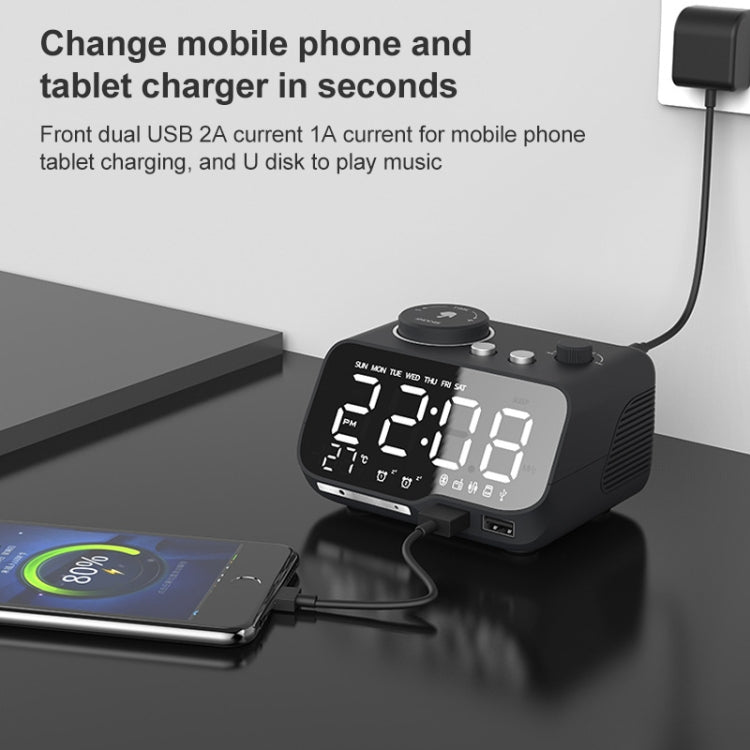 M9 Wireless Bluetooth Speaker Multifunctional Desktop Alarm Clock Support TF Card & U Disk & AUX EU Plug(Black) - Desktop Speaker by buy2fix | Online Shopping UK | buy2fix