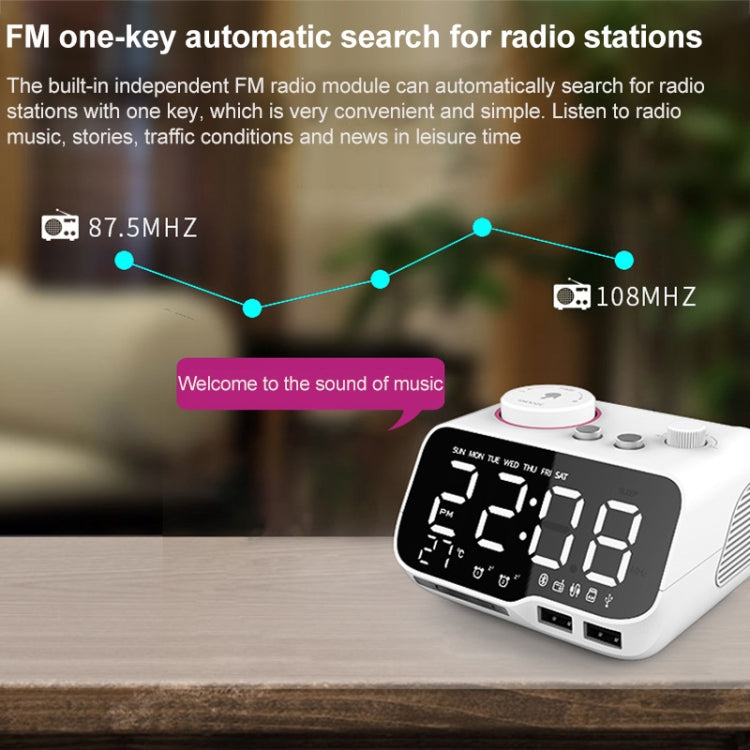 M9 Wireless Bluetooth Speaker Multifunctional Desktop Alarm Clock Support TF Card & U Disk & AUX EU Plug(Black) - Desktop Speaker by buy2fix | Online Shopping UK | buy2fix