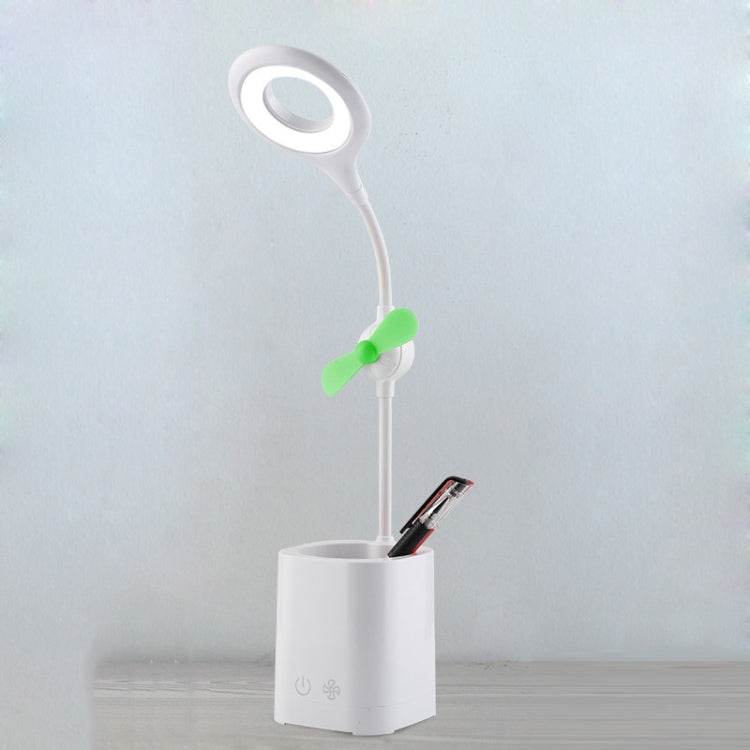 WS-8010 LED Fan Desk Lamp Bedside Desk USB Folding Desk Lamp, Colour: Pen Holder Green Fan Blade - Desk Lamps by buy2fix | Online Shopping UK | buy2fix