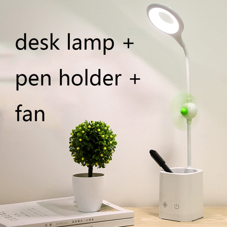 WS-8010 LED Fan Desk Lamp Bedside Desk USB Folding Desk Lamp, Colour: Pen Holder Green Fan Blade - Desk Lamps by buy2fix | Online Shopping UK | buy2fix