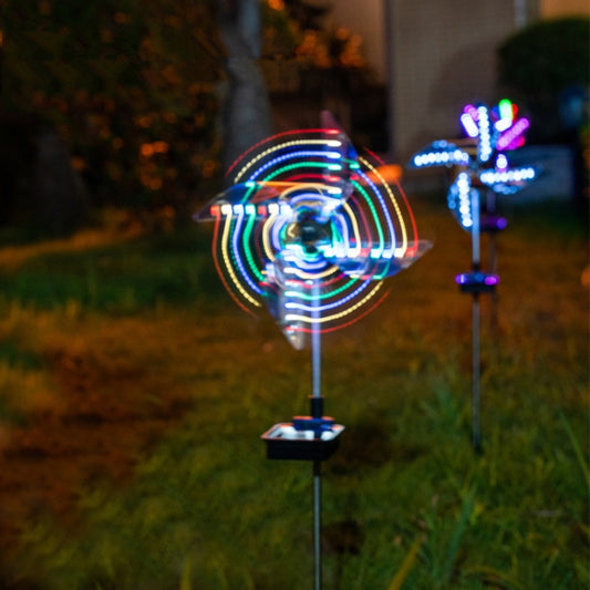 2 PCS / Set Solar Windmill Lamp Outdoor Garden Decorative Light LED Lawn Lamp (Colorful Light) by buy2fix