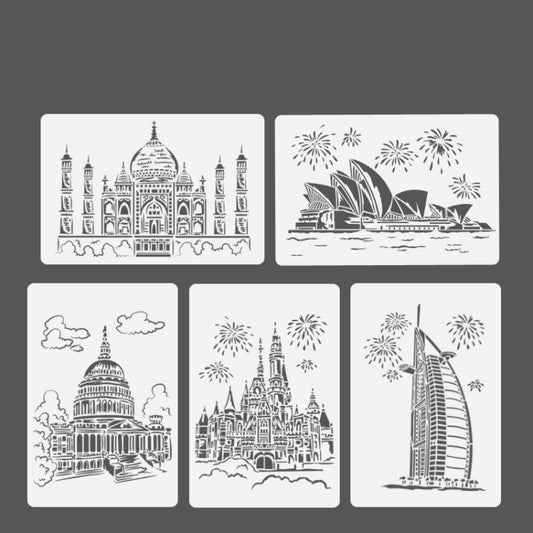 5 Taj Mahal Construction Series Painting Template Theme City A4 Label Template by buy2fix