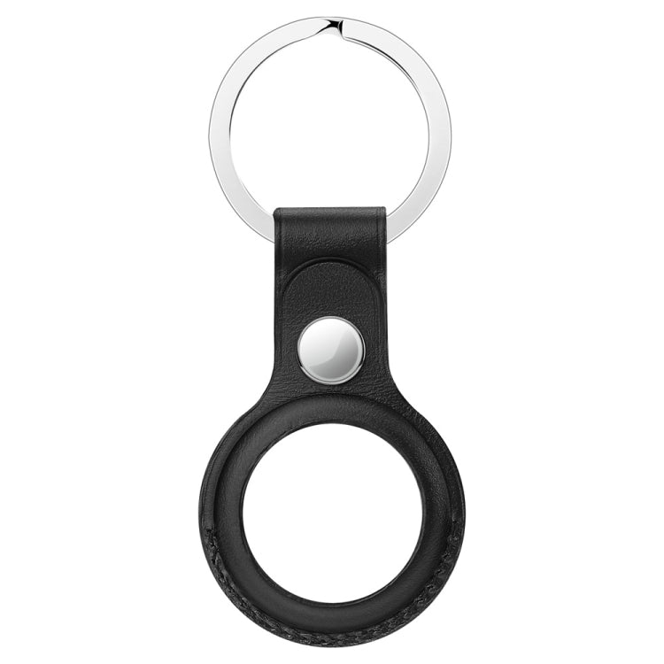 Anti-scratch Top-layer Cowhide Leather Protective Cover with Hanging Buckle for AirTag(Black) - Other by buy2fix | Online Shopping UK | buy2fix