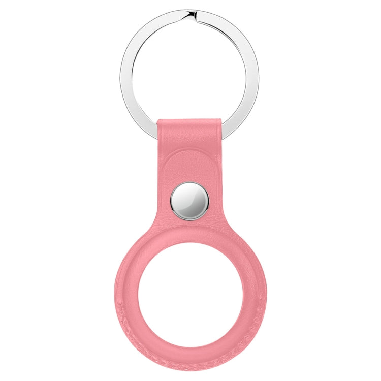 Anti-scratch Top-layer Cowhide Leather Protective Cover with Hanging Buckle for Airtag(Pink) - Other by buy2fix | Online Shopping UK | buy2fix
