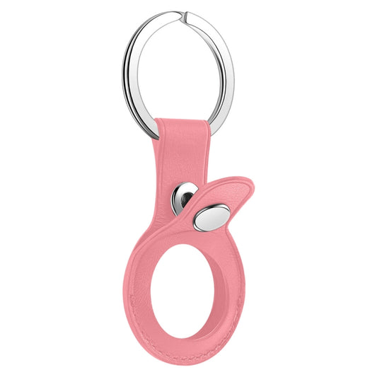 Anti-scratch Top-layer Cowhide Leather Protective Cover with Hanging Buckle for Airtag(Pink) - Other by buy2fix | Online Shopping UK | buy2fix