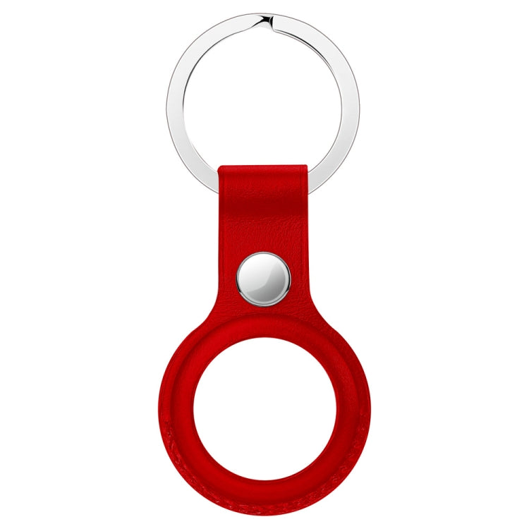 Anti-scratch Top-layer Cowhide Leather Protective Cover with Hanging Buckle for AirTag(Big Red) - Other by buy2fix | Online Shopping UK | buy2fix