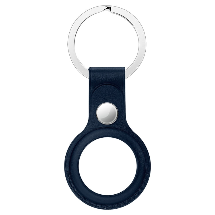 Anti-scratch Top-layer Cowhide Leather Protective Cover with Hanging Buckle for AirTag(Deep Blue) - Other by buy2fix | Online Shopping UK | buy2fix