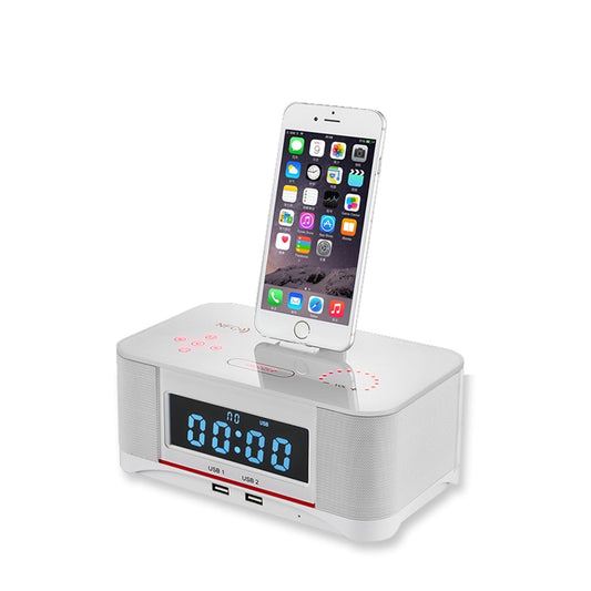 A8 Charging Base Audio NFC Bluetooth Speaker Alarm Clock, Specification: UK Plug(White) - Desktop Speaker by buy2fix | Online Shopping UK | buy2fix