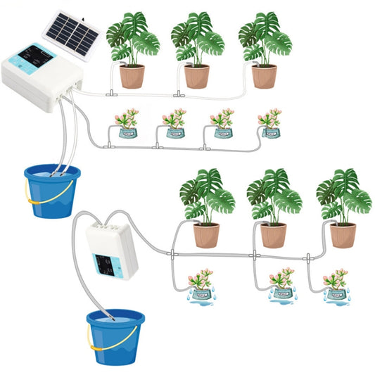 G89456 Solar Intelligent Voice Timing Automatic Flower Watering Device Lazy Plant Dripper, Specification: Single Pump 10 Sets(White) by buy2fix