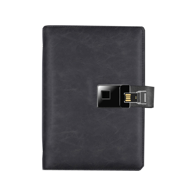 A5 Multi-Function Fingerprint Unlocking Notebook Can Record 10 Fingerprints, Specification: Fingerprint Lock + 16G U Disk(Crazy Horse Pattern Black) - Notebooks by buy2fix | Online Shopping UK | buy2fix