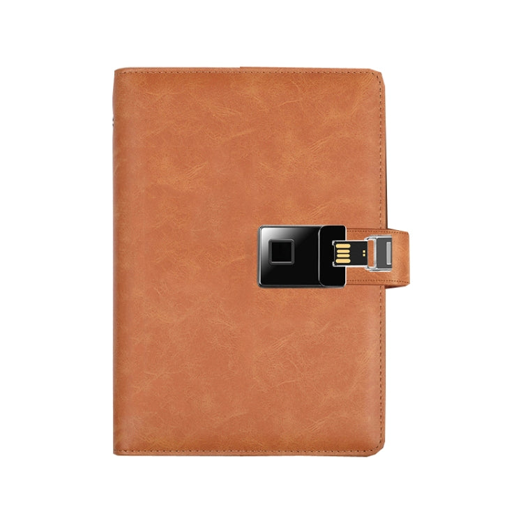 A5 Multi-Function Fingerprint Unlocking Notebook Can Record 10 Fingerprints, Specification: Fingerprint Lock + 16G U Disk(Crazy Horse Pattern Brown) - Notebooks by buy2fix | Online Shopping UK | buy2fix
