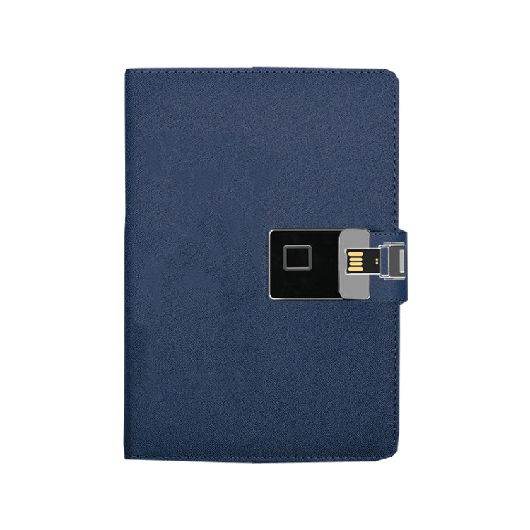 A5 Multi-Function Fingerprint Unlocking Notebook Can Record 10 Fingerprints, Specification: Fingerprint Lock + 16G U Disk( Cross Pattern Blue) - Notebooks by buy2fix | Online Shopping UK | buy2fix
