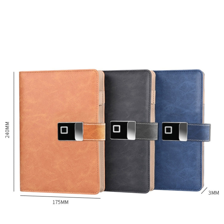 A5 Multi-Function Fingerprint Unlocking Notebook Can Record 10 Fingerprints, Specification: Only With Fingerprint Lock(Cowhide Black) - Notebooks by buy2fix | Online Shopping UK | buy2fix