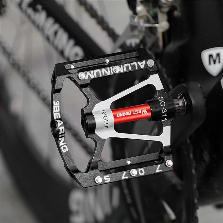 1pair WEST BIKING YP0802083 Mountain Bike Aluminum Alloy Pedal Lightweight Bearing Foot Pedal(Blue) by WEST BIKING