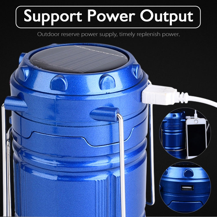 LED Tent Light Solar Rechargeable Camping Light Stretchable Multifunctional Lantern, Support USB Output (Black) - Camping Lighting by buy2fix | Online Shopping UK | buy2fix