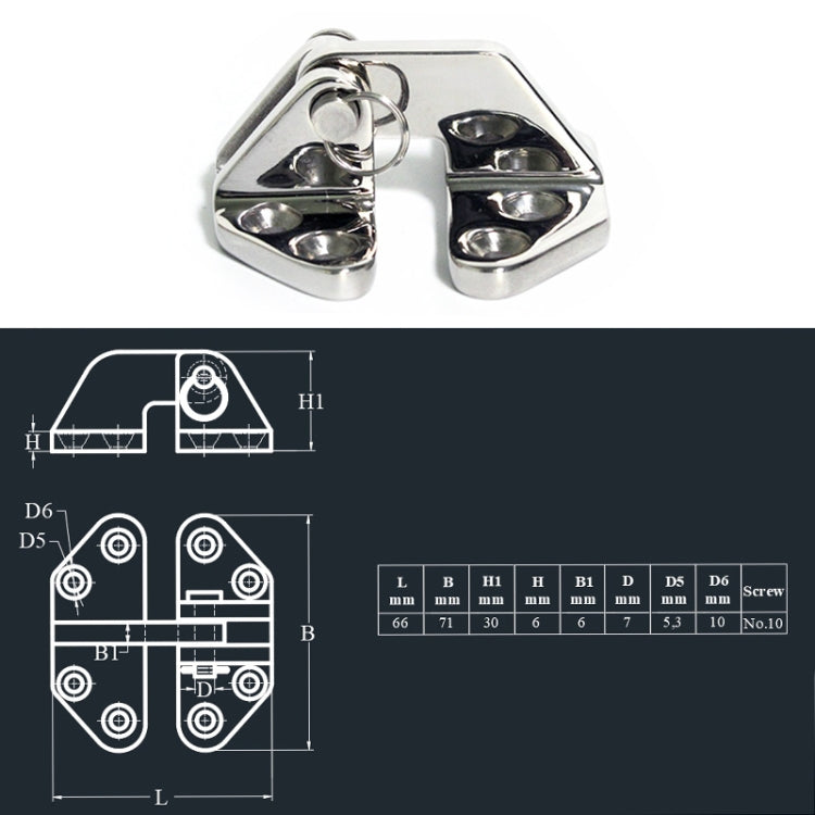 Butterfly Hinge 316 Stainless Steel Ship Accessories, Specification: 70 x 68mm by buy2fix