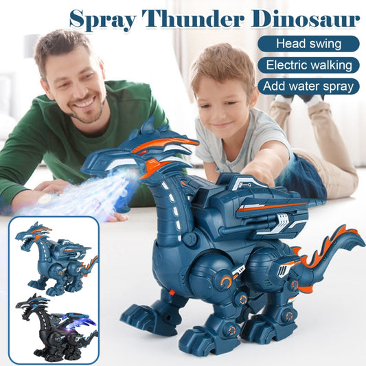 Electric Mechanical Dinosaur Toy Simulation Animal Toy Multifunctional Sound And Light Toy, Style: Spray-Blue by buy2fix