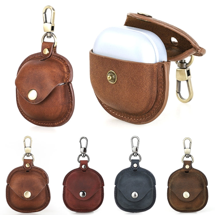 CONTACTS FAMILY CF1119 Pro For Galaxy Buds Pro Crazy Horse Texture Clamshell Earphone Protective Leather Case with Hook(Red Wine) by CONTACTS FAMILY