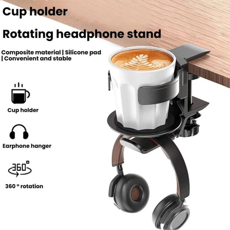 Rotating Cup Holder Headphone Holder Internet Cafe Monitor Headphone Hanger( Black) - Headset Stand by buy2fix | Online Shopping UK | buy2fix