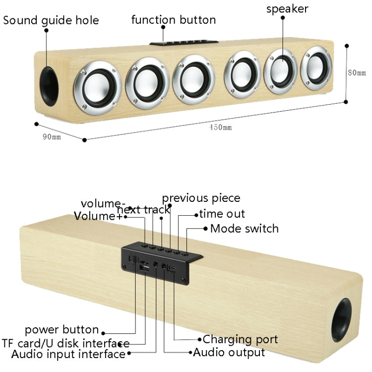M1 Bluetooth Speaker Alarm Clock Wooden Wireless Desktop Loudspeaker(Black) - Desktop Speaker by buy2fix | Online Shopping UK | buy2fix