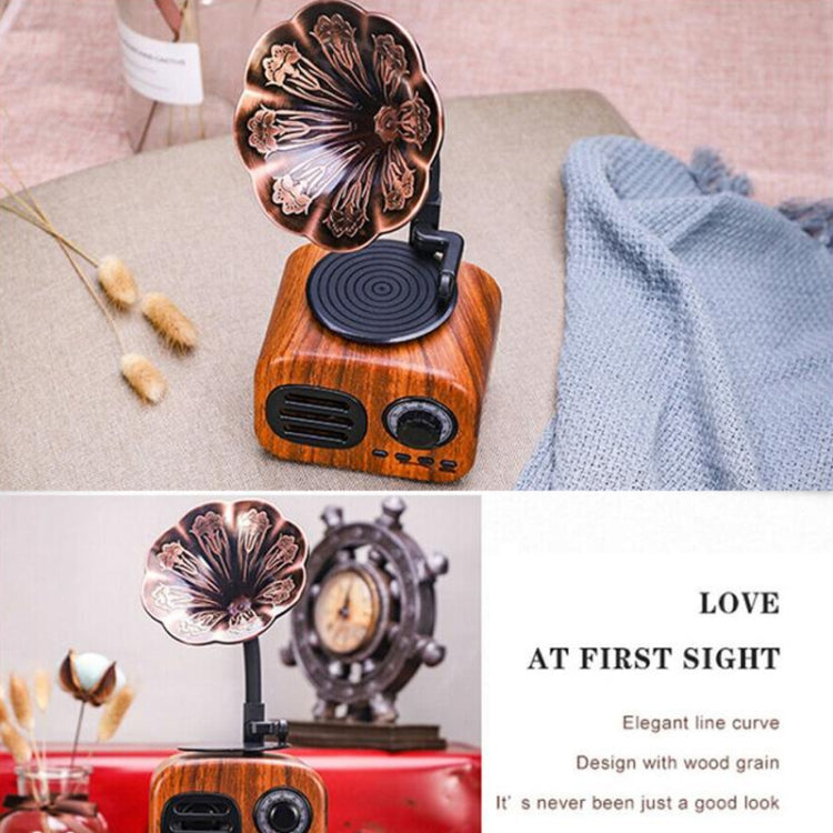 Ft-05 Wireless Retro Bluetooth Speaker Gramophone Mini Player(Walnut) - Desktop Speaker by buy2fix | Online Shopping UK | buy2fix