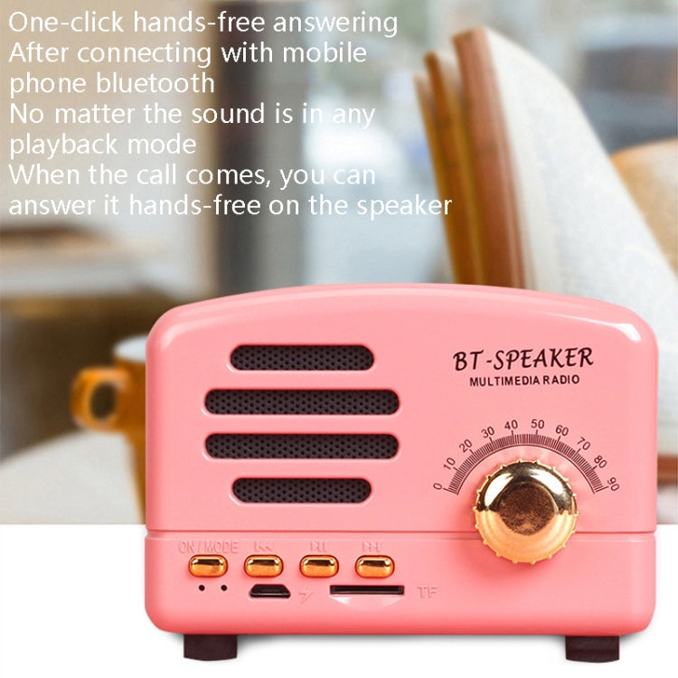 BT01 Retro Bluetooth Wireless Mini Speaker Portable Radio Support TF Card(Pink) - Mini Speaker by buy2fix | Online Shopping UK | buy2fix
