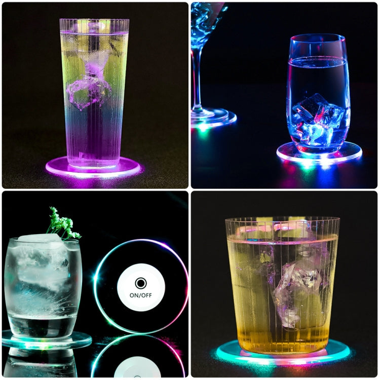 LED Flashing Coaster Bar KTV Cocktail Base Light Luminous Coaster(Upgrade Anti-slip Round Color Light) by buy2fix