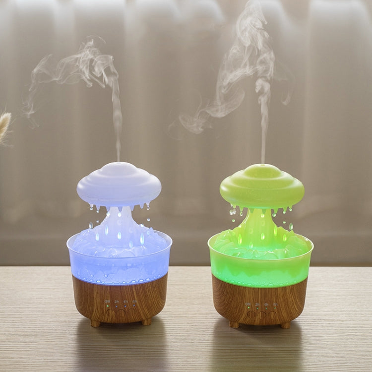 V50 Desktop Colorful Night Light Humidifier Wood Grain Water Drop Aroma Diffuser, Spec: UK Plug(Green) by buy2fix
