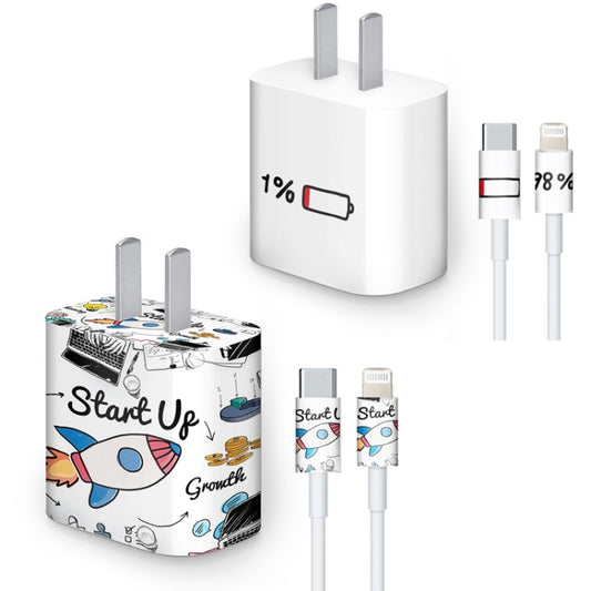 4 Sets PVC Creative Stickers For 18W/20W US Plug Charger & Type-C to 8 Pin Data Cable(047) by buy2fix