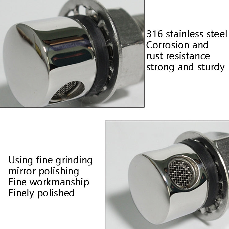 Fuel Breather Vent Straight 316 Stainless Steel Boat Cabin Oiling Fueling Oil Port Vent Accessories by buy2fix