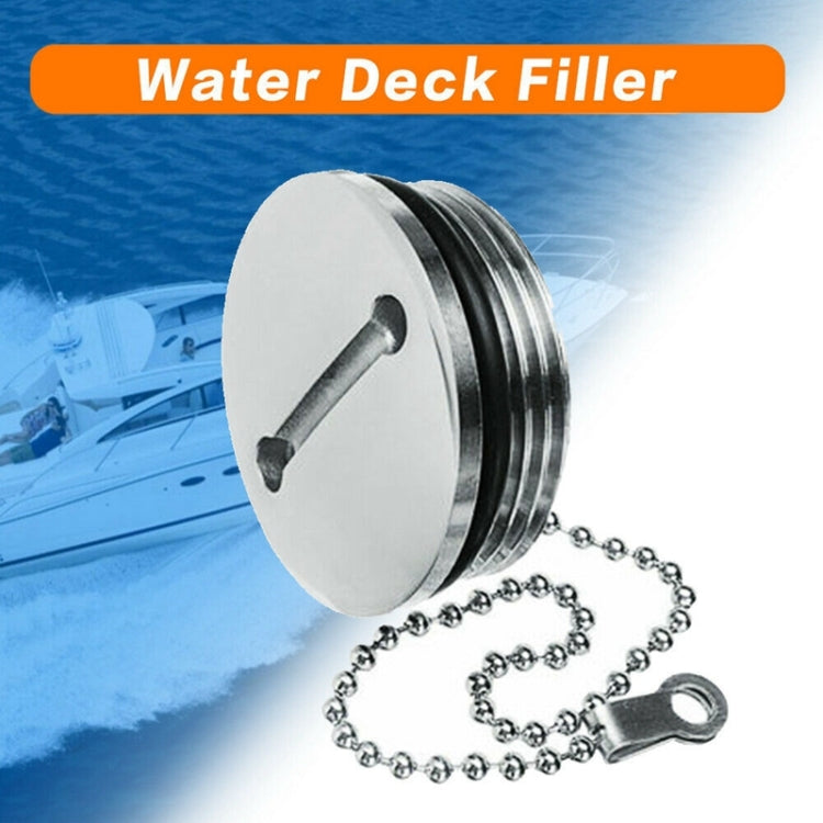 38mm Stainless Steel Boat Deck Fill Filler Replacement Cap + Chain Boat Replacement Accessories - Marine Accessories & Parts by buy2fix | Online Shopping UK | buy2fix