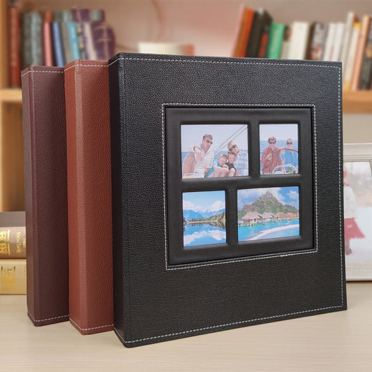 6 Inch 600 Sheets Leather Cover Photo Album Family Photo Album Storage Book(Black) by buy2fix