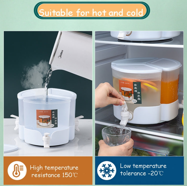 5.2L Three-Grid Rotating Cold Kettle Large-Capacity Compartments Fruit Teapot With Faucet Can Be Put In Refrigerator by buy2fix
