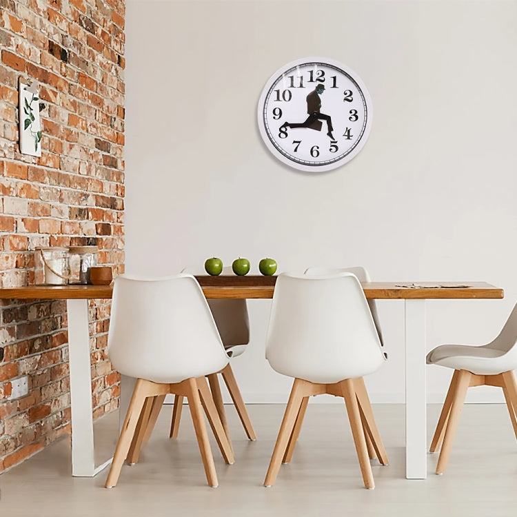 Walking Clock Businessman Briefcase Glass Wall Clock Personality Clock Decoration Round Clock(Black) - Wall Clock by buy2fix | Online Shopping UK | buy2fix