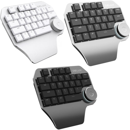 DELUX T11 29 Keys Single-Hand Keyboard Shortcut Key Speech Tool Flat Keyboard, Colour: Silver Black by DELUX