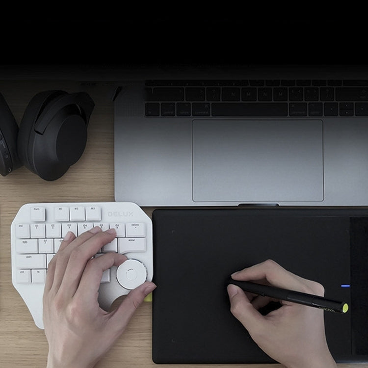 DELUX T11 29 Keys Single-Hand Keyboard Shortcut Key Speech Tool Flat Keyboard, Colour: Silver Black by DELUX