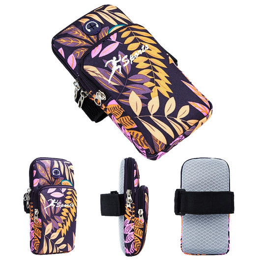 2 PCS B026 Running Mobile Phone Arm Bag Sports Yoga Mobile Phone Bag, Specification: Small (Leaves Orange) - 5.5~6.5 inch by buy2fix | Online Shopping UK | buy2fix